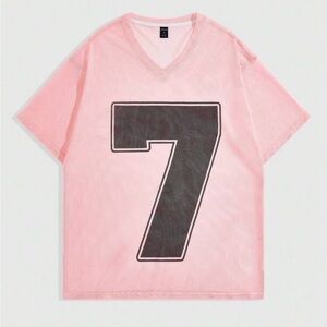 ROMWE Pink V-Neck Jersey T-Shirt